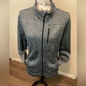 Marc New York Womens Gray Herringbone Fleece Jacket Size Large. GUC